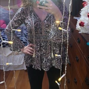 bell-sleeve blouse
